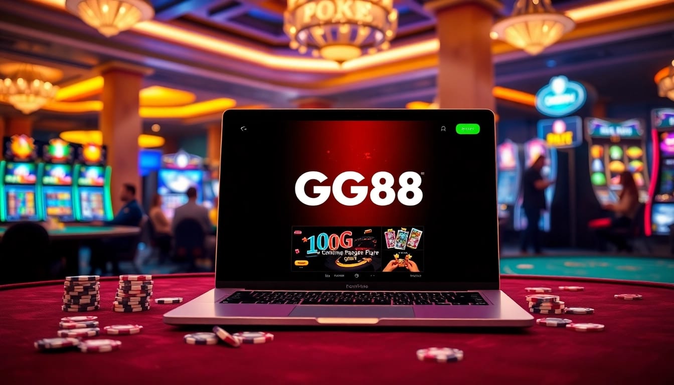Players enjoying a vibrant GG88 online gaming experience with casino elements and colorful visuals.