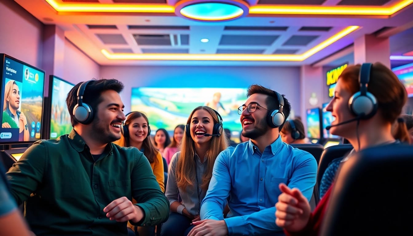 Excited players immerse themselves in gaming at 3win.com, featuring vibrant graphics and modern designs.