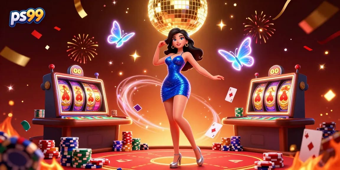 Experience the excitement of ps99 with vibrant casino elements and glamorous characters.