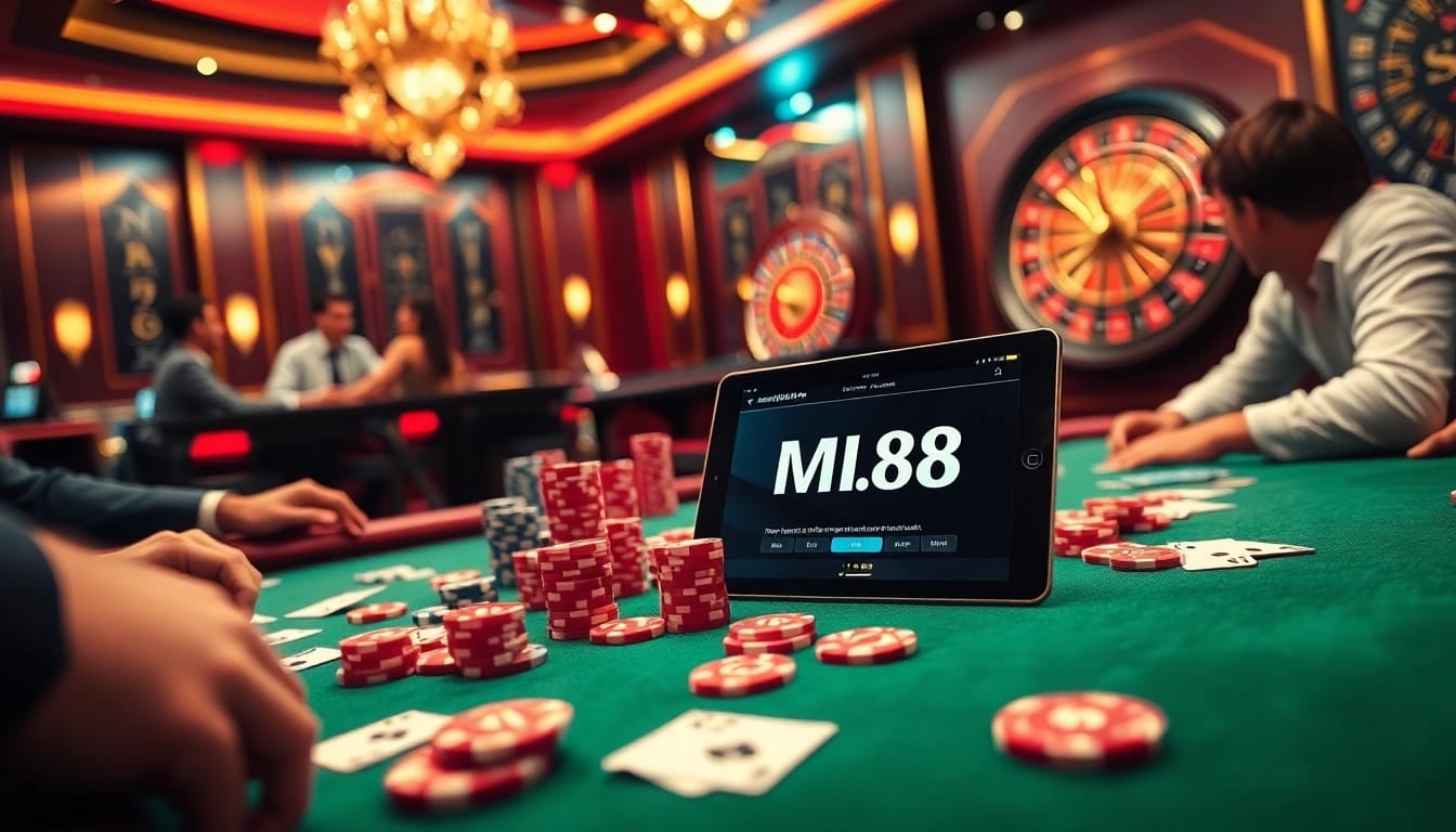 Experience the thrill of high-stakes poker at https://m98.uno/ with vibrant chips and a spinning roulette.
