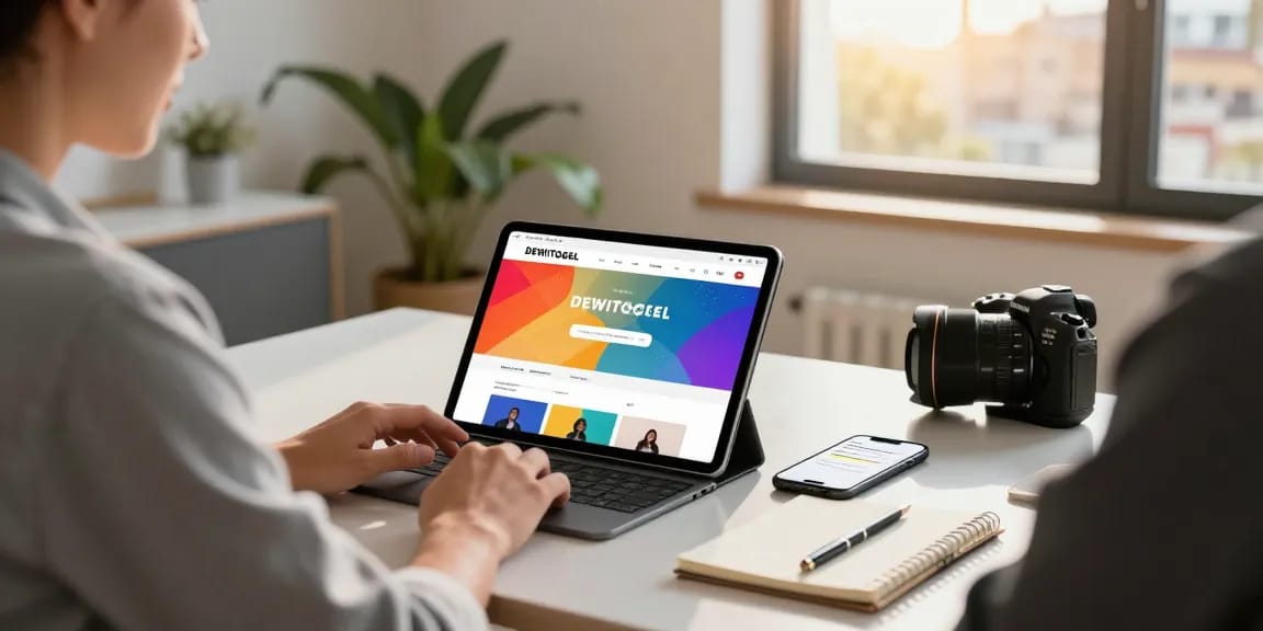 DEWITOGEL: Pengguna menikmati antarmuka modern di tablet saat login ke platform togel online.