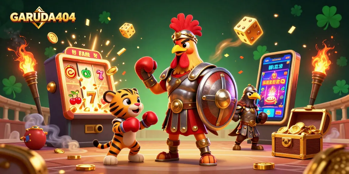 Experience winning thrills with GARUDA404's vibrant gaming scene featuring epic characters and jackpot excitement.