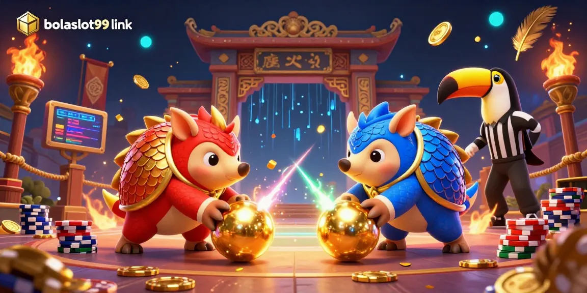 Experience thrilling gameplay at bolaslot99 link with rival pangolins competing in vibrant casino action.