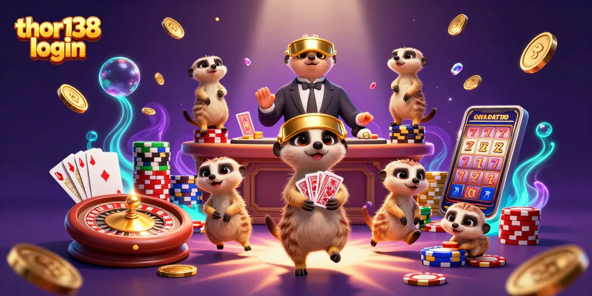 Menangkan permainan di thor138 login dengan kasino yang dikelola meerkat lucu dan penuh emas.