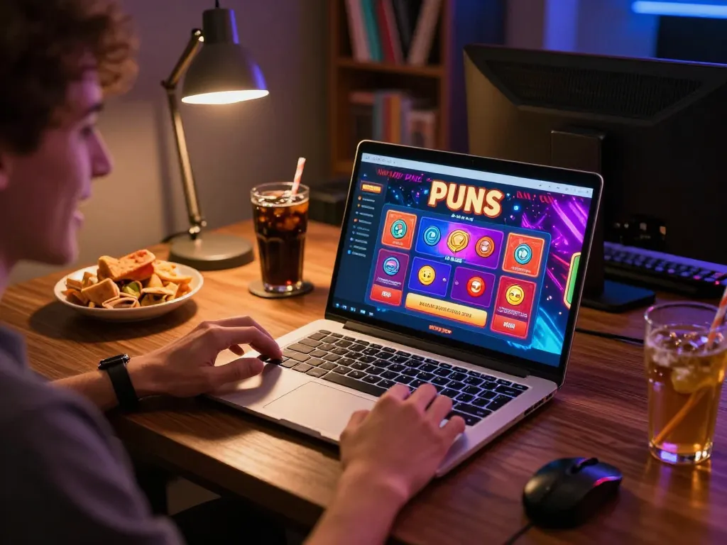 Person engaged in online gambling at https://Zbetat.com/ with laptop showing vibrant casino app.