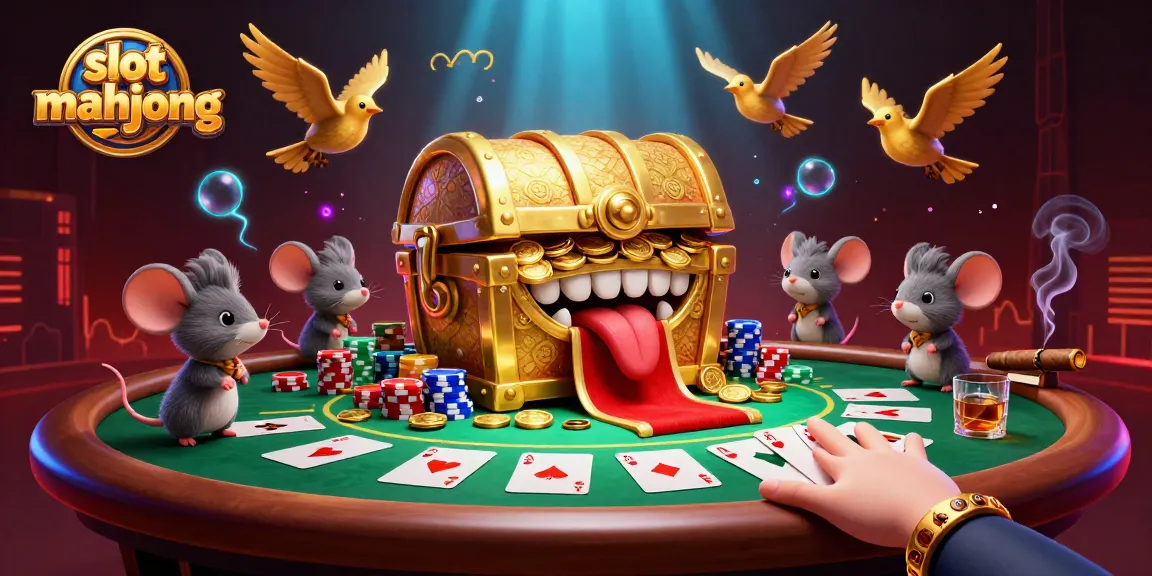 Experience slot mahjong action with golden treasure and dynamic poker elements in a 3D casino scene.