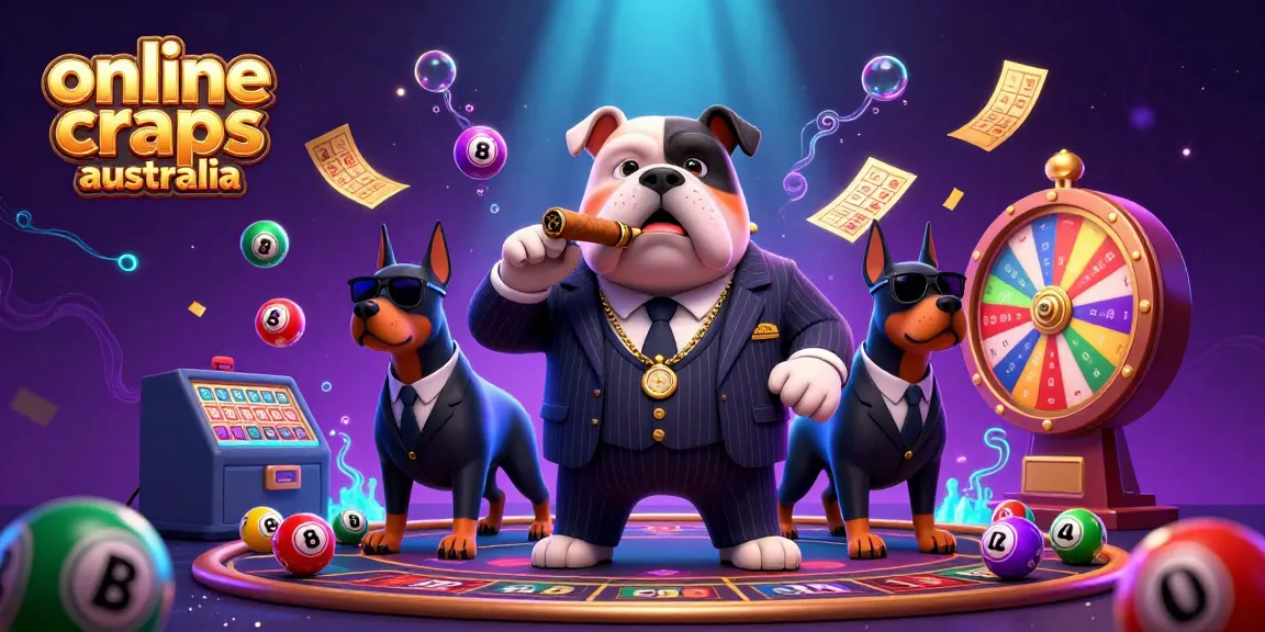 Experience the thrills of online craps Australia with vibrant lottery balls and a mafia theme.