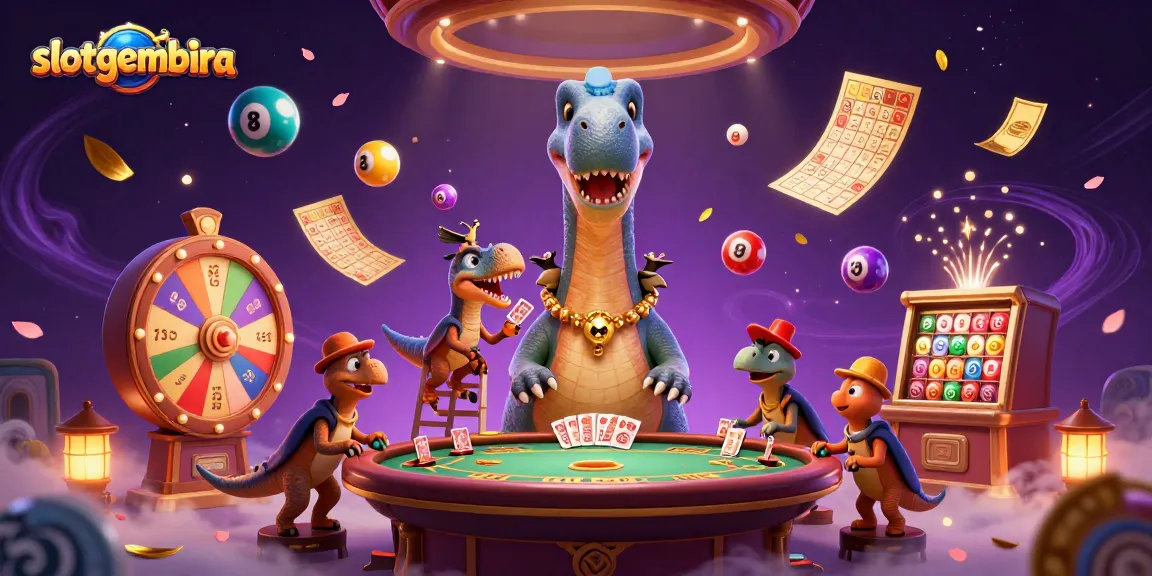 Menangkan jackpot di slotgembira dengan ilustrasi kartun kasino yang meriah dan menarik.