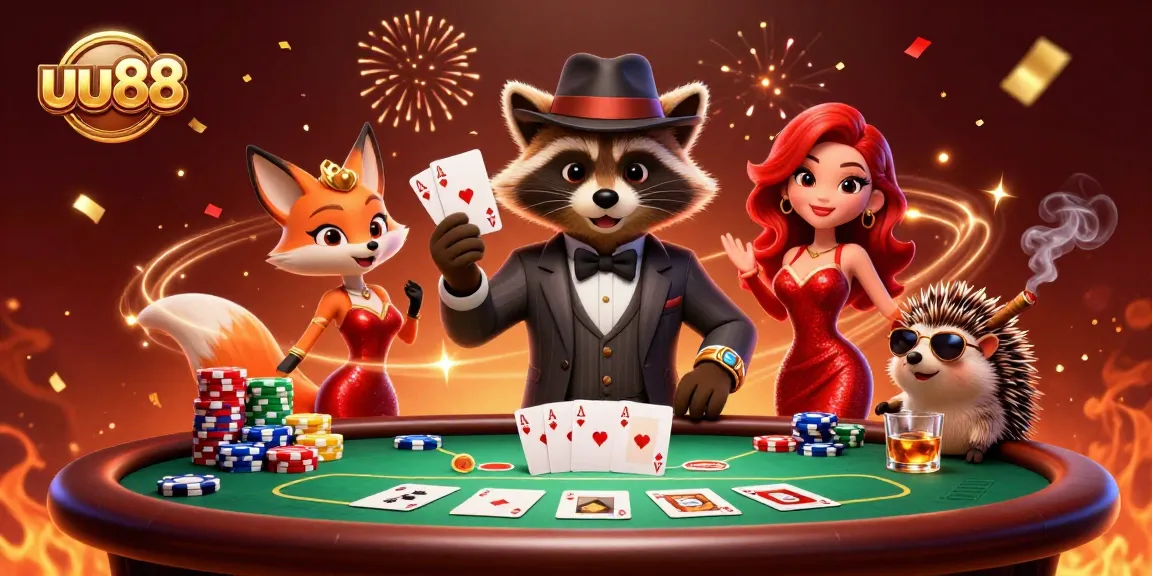 Play poker at uu88 with charming characters and vibrant casino elements