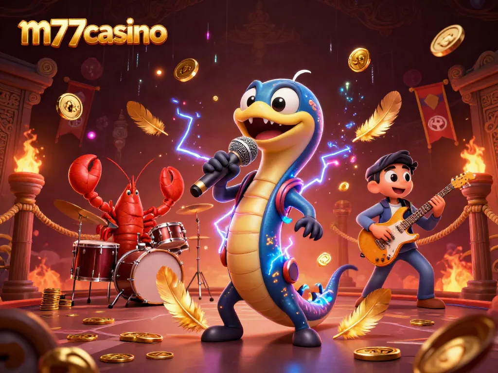 Permainan energik di m77casino dengan ikan listrik, lobster, dan kuda laut di panggung kasino bawah laut.