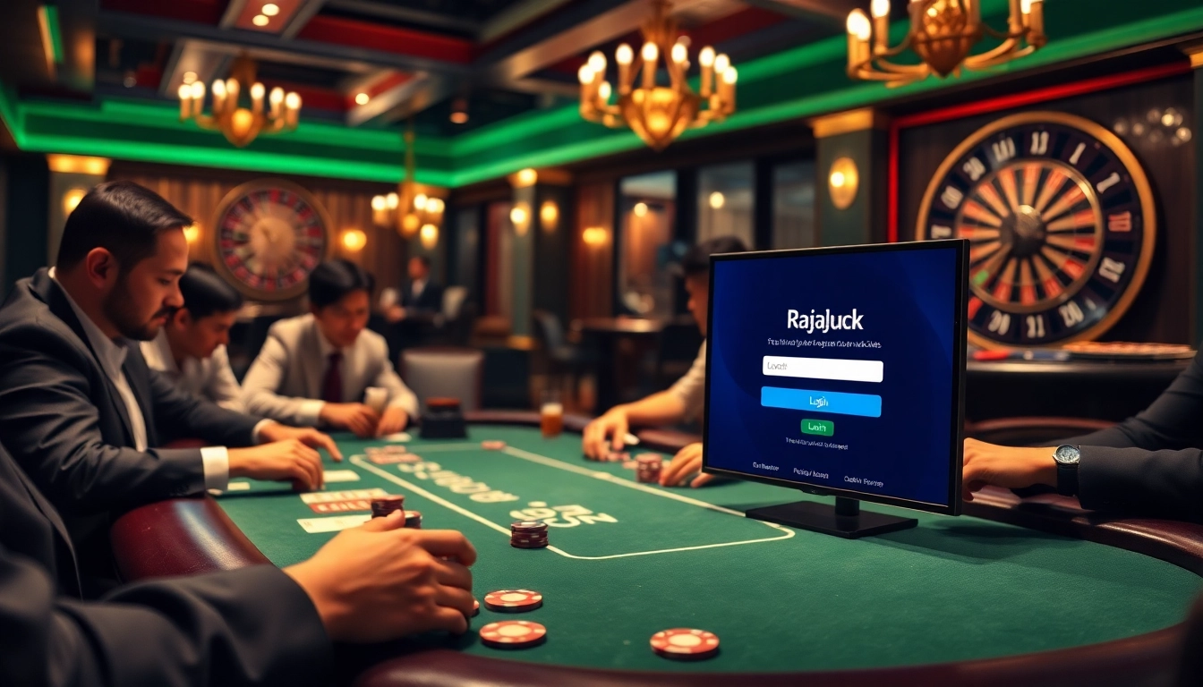 Engaging players preparing to access Rajaluck Login in a luxurious casino setting.