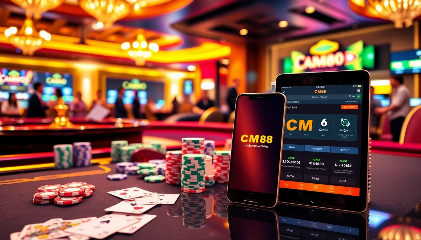 Experience the thrill of CM88 with vibrant casino tables and online betting excitement.