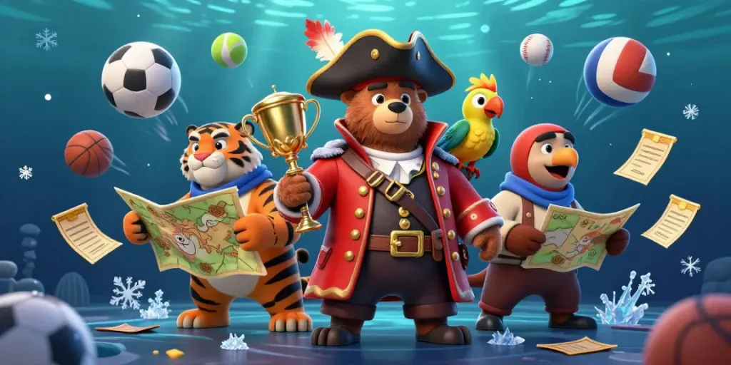 Engage in thrilling gaming adventures with RIKBET's vibrant 3D casino scene featuring exciting games and characters.