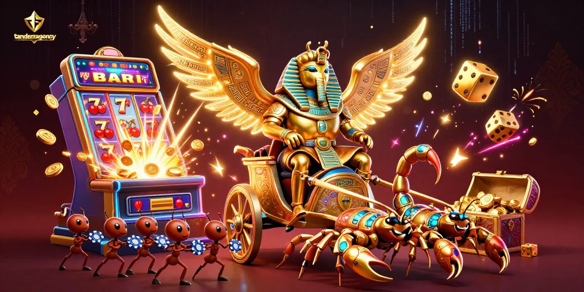 Experience winning strategies with tandemagency's vibrant 3D casino illustration featuring dynamic gaming elements.