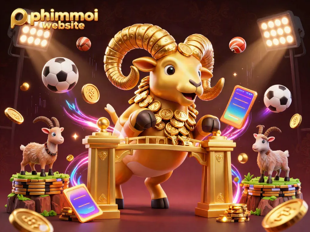 Engage with the phimmoi website in this vibrant 3D casino depiction featuring dynamic sports elements.