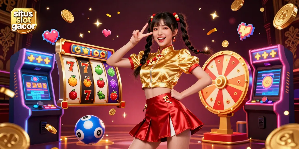 Experience the excitement of situs slot gacor with vibrant casino symbols and energetic characters.