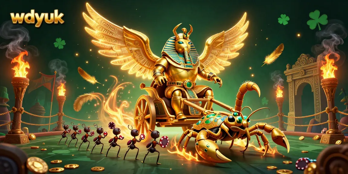 Experience thrilling gaming at wdyuk with a chariot racing scene amidst golden treasures.