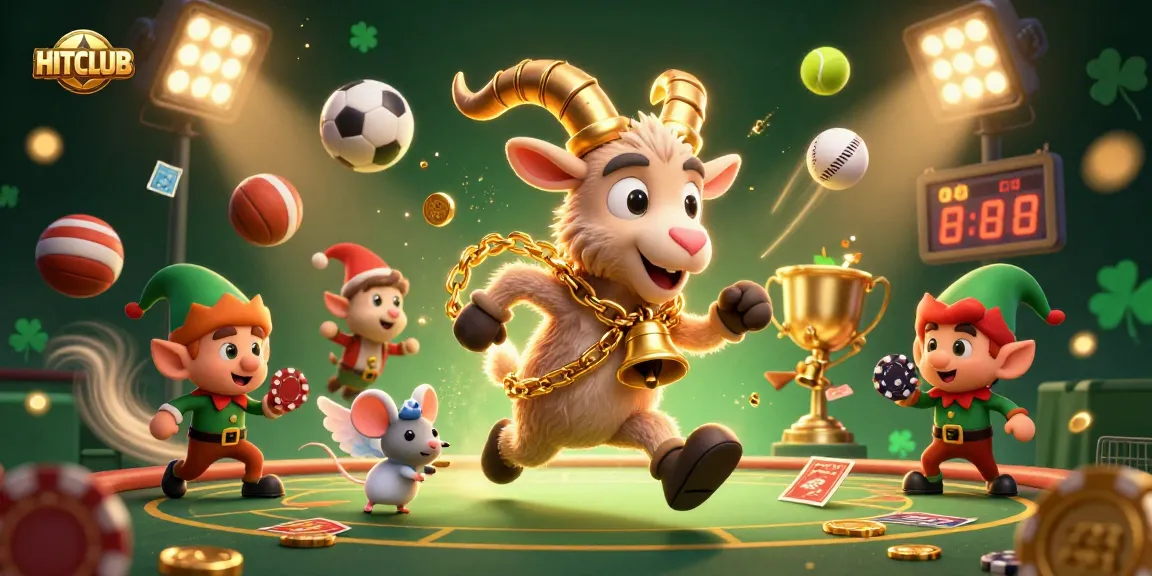 Experience HITCLUB's festive casino with cartoon characters and dynamic gaming elements.