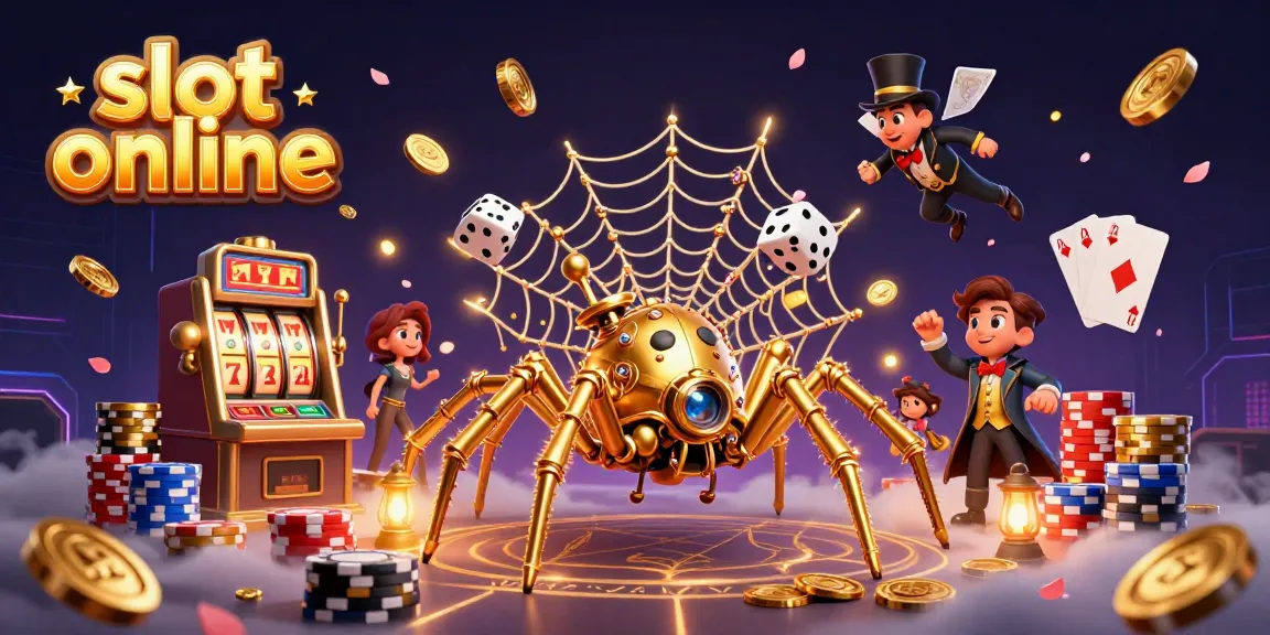 Slot online menampilkan karakter kartun 3D dan elemen kasino menarik dengan pengaturan dinamis.