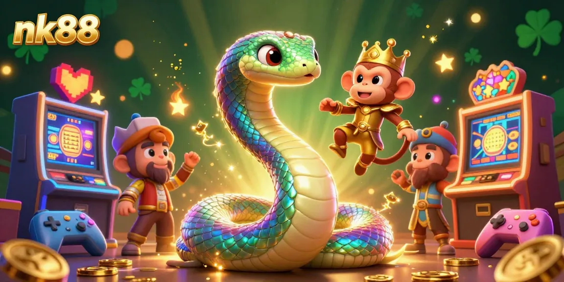 Join the excitement at nk88 with a lively 3D illustration featuring enchanting casino elements and characters.