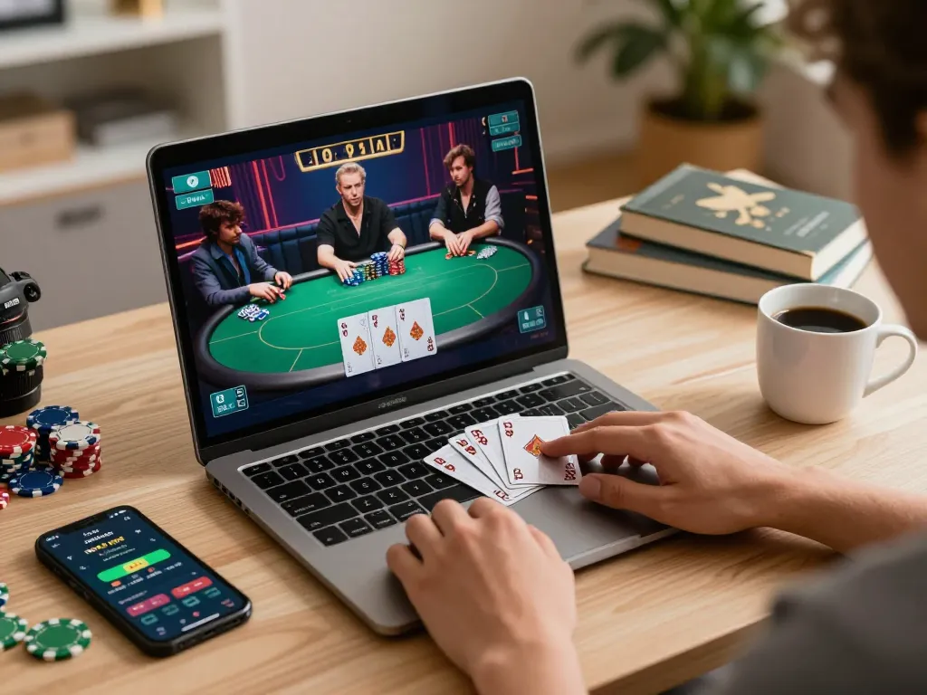 Engage in thrilling online poker gameplay with LGOSUPER, as players strategize with chips and cards.