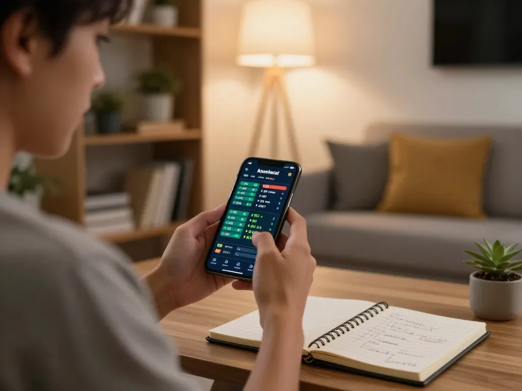 Engaging online betting session showcasing keonhacai sports odds on smartphone in cozy living room