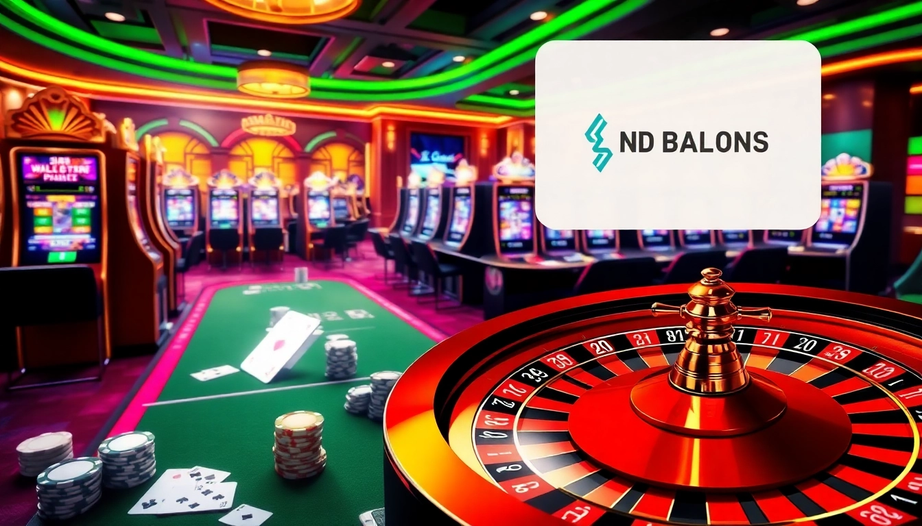 Experience thrill with link slot via pulsa at vibrant digital casino tables filled with slot machines.