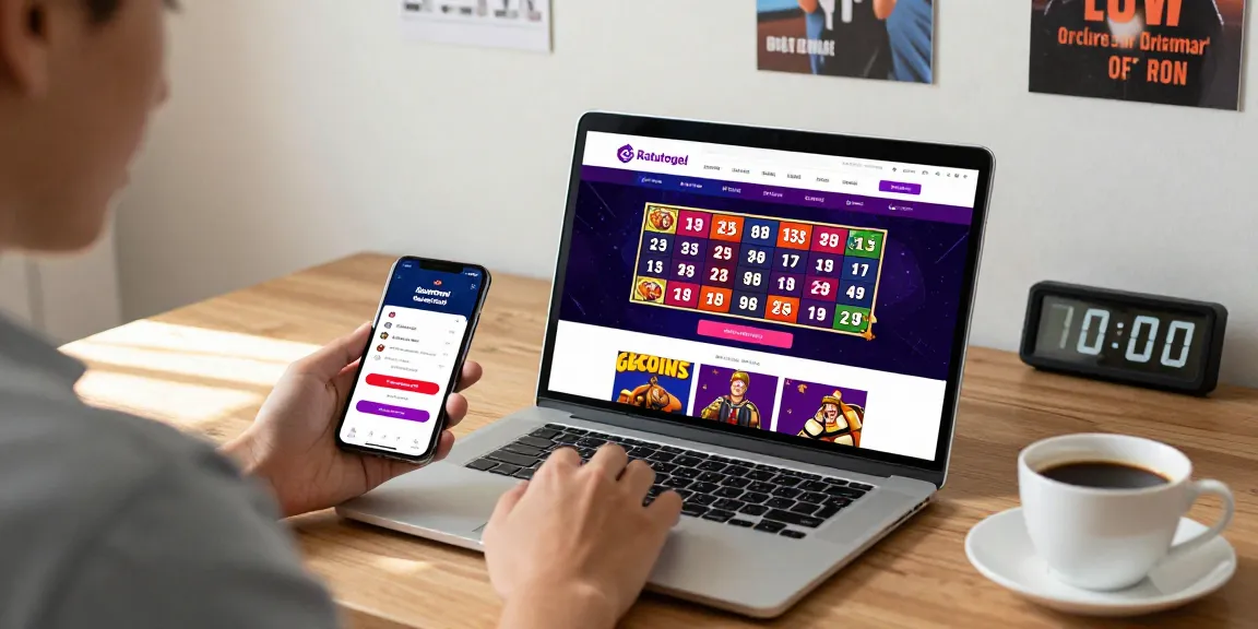 Pengguna Ratutogel menikmati layanan togel online dengan antarmuka yang intuitif di laptopnya.
