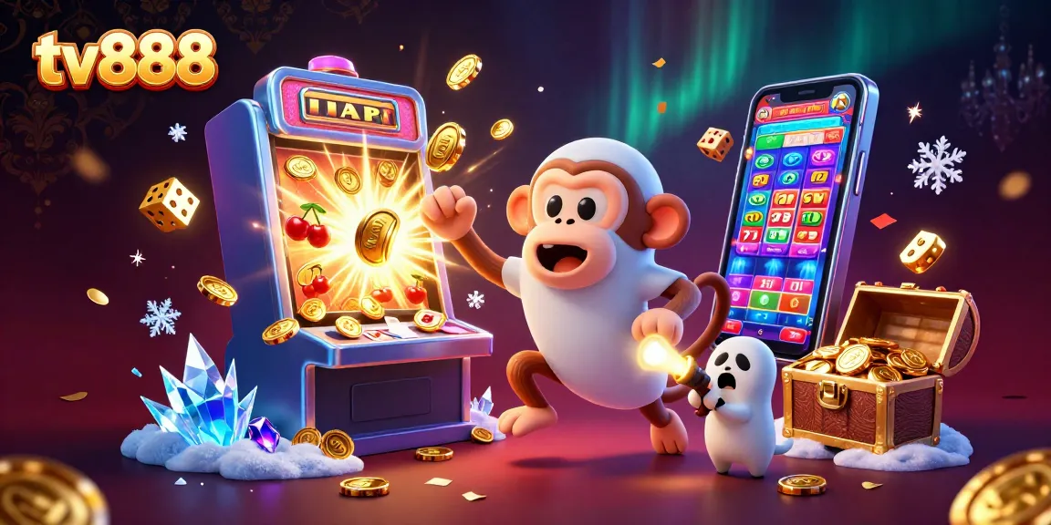 Experience excitement at tv888, a casino where a playful ghost monkey juggles golden coins and cards.