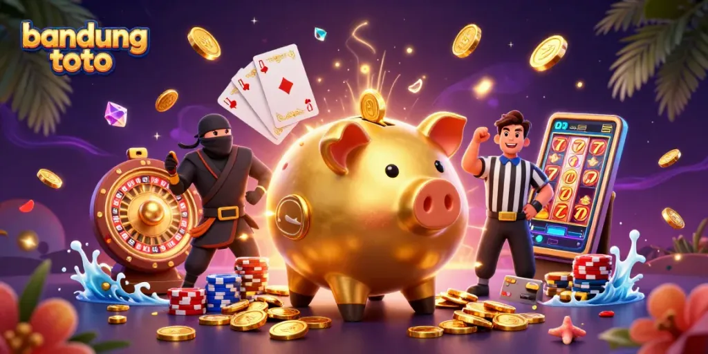Engage in thrilling gameplay with bandung toto, featuring a sumo wrestler and vibrant casino elements.