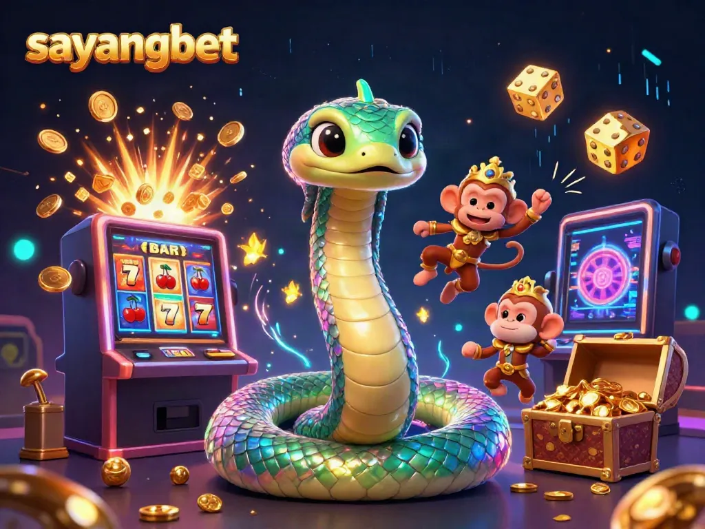 Experience exciting gameplay with sayangbet in this vibrant 3D casino scene featuring a jackpot explosion.