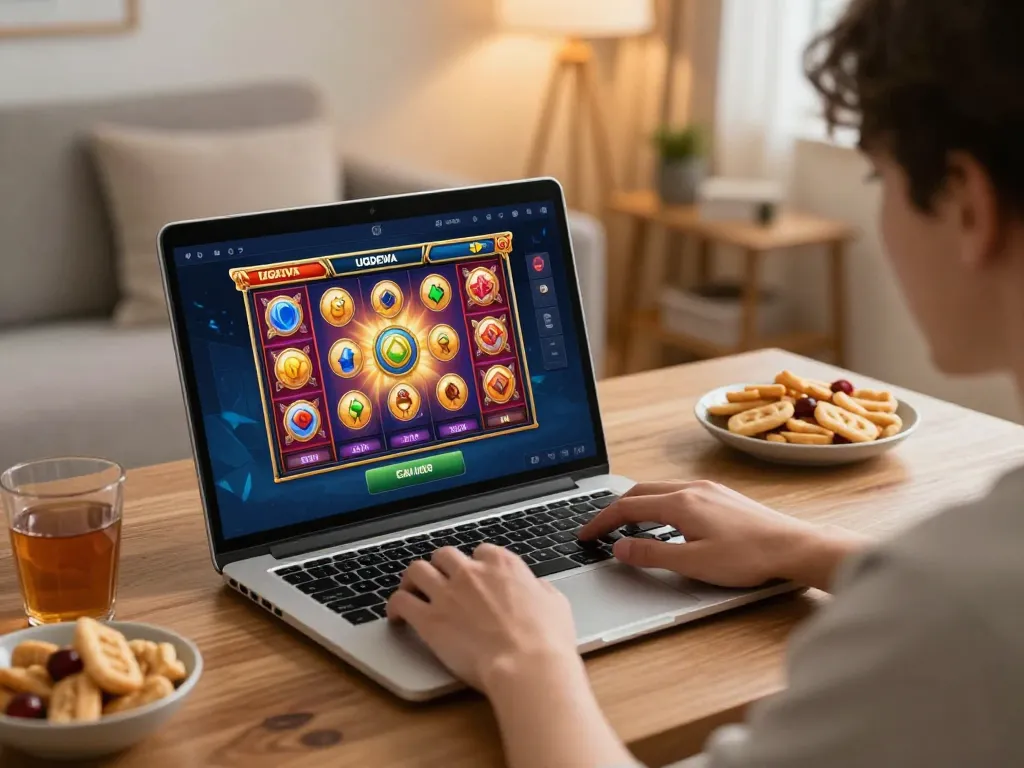 Experience thrilling wins with UGDEWA as you play vibrant slot games at home.