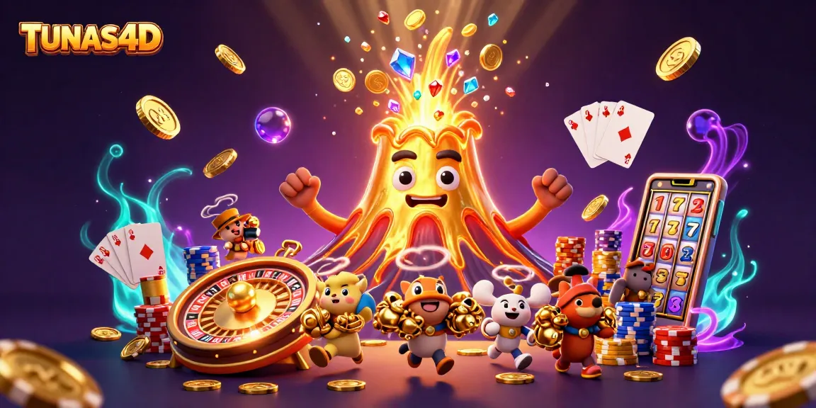 TUNAS4D showcases a vibrant casino scene filled with treasure and excitement