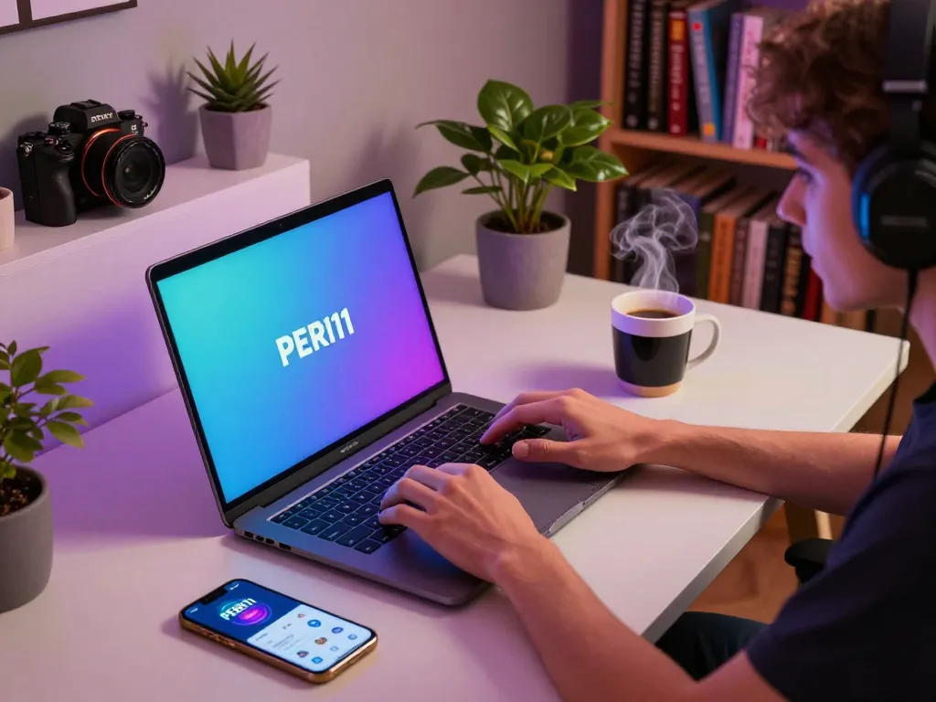 Engaging gameplay on PERI11 platform with vibrant home gaming setup