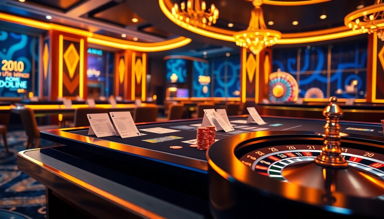 Engage in thrilling bola gila moments at an upscale online casino setting featuring roulette and poker chips.