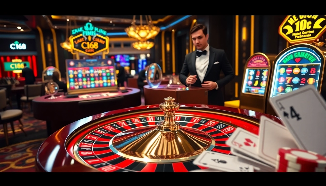 Experience thrilling casino action at C 168 with roulette, poker, and vibrant slot machines.