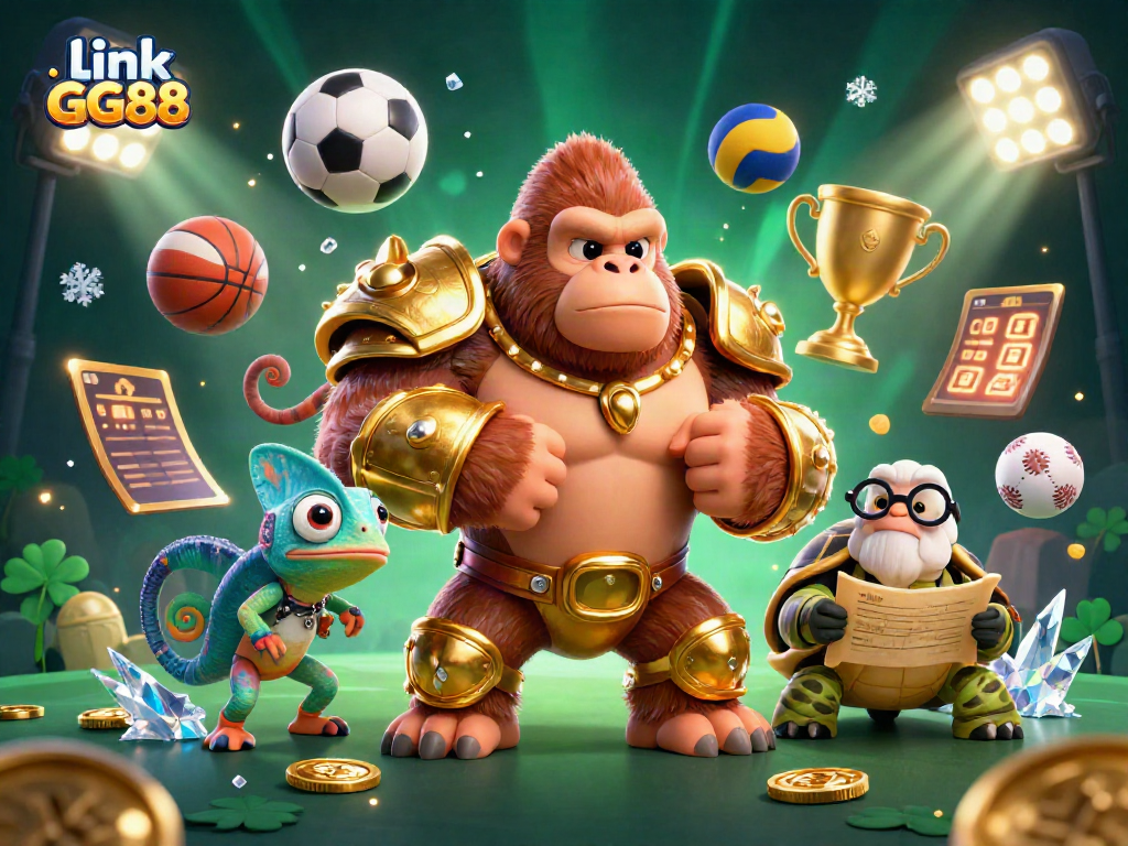 Engage in thrilling gameplay with link GG88 in this vibrant casino-themed 3D illustration.