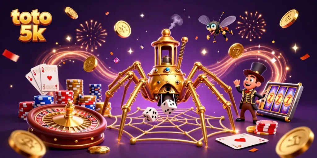 Mendorong pemain di toto 5k dengan ilustrasi kartun steampunk yang menawan, menyoroti perjudian dan kegembiraan.
