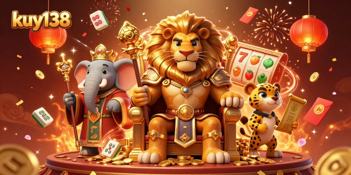 Menangkan permainan di kuy138 dengan Raja Singa dan koin emas berkilauan