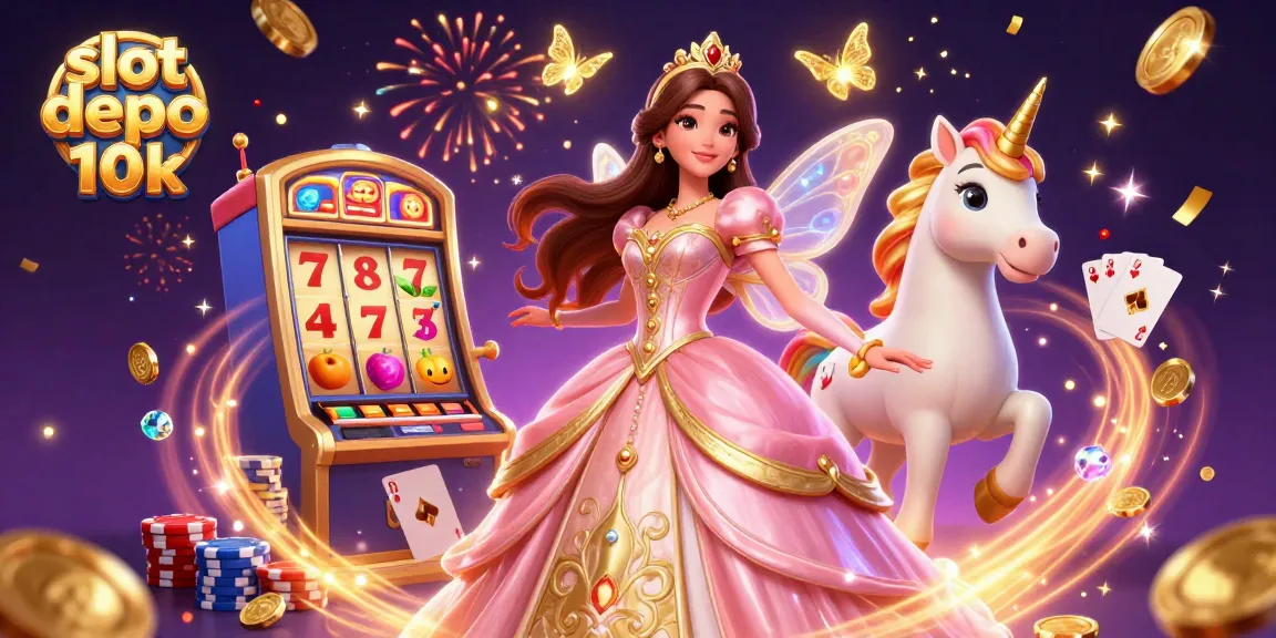 Experience excitement and winning moments with slot depo 10k in a vibrant, magical casino scene.