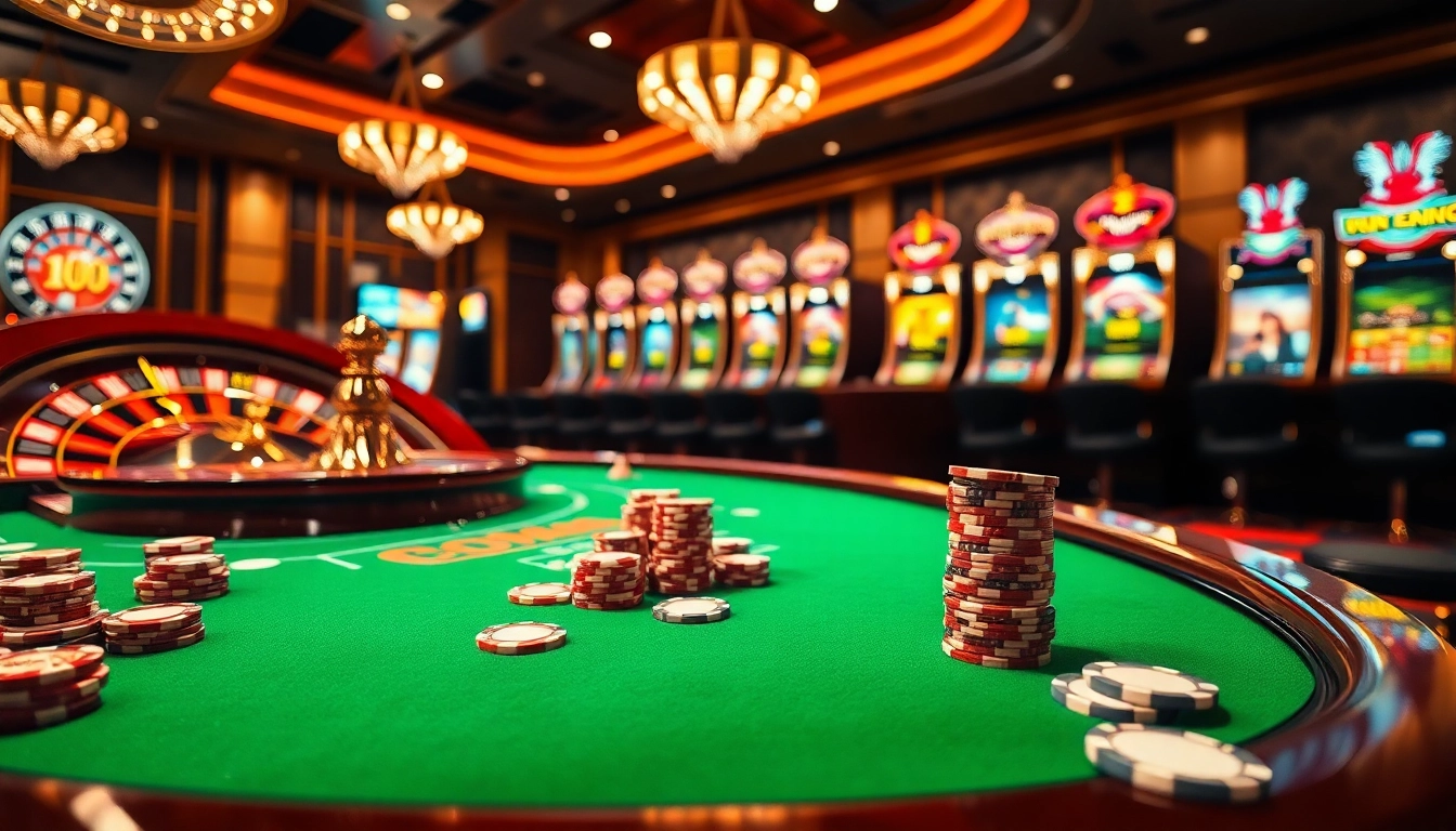 S8 casino gaming table with poker chips and roulette wheel, embodying excitement and luxury.