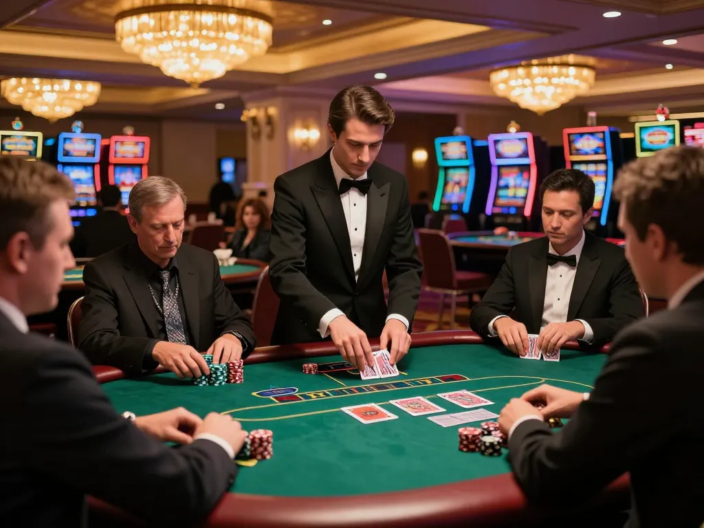 Experience the thrill of F168 casino with players engaging in intense poker gameplay at a luxurious gaming table.
