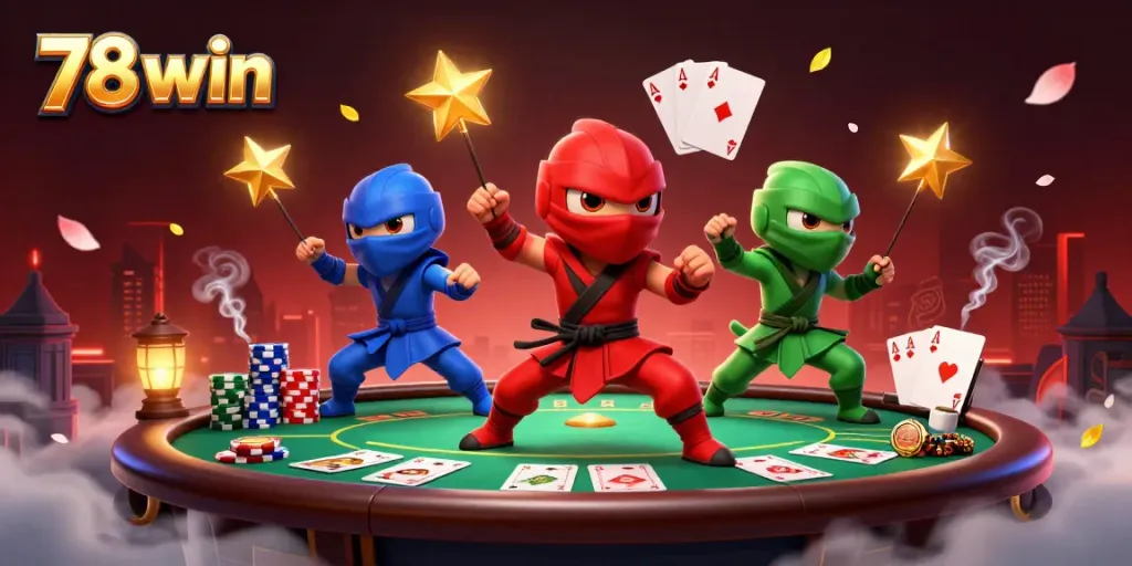Synchronized ninja chameleons showcase the thrill of 78 win casino gaming in an energetic rooftop scene.