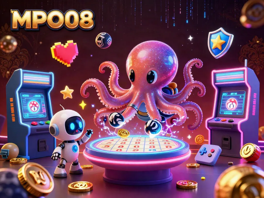 Engage with MPO08's thrilling lottery experience, showcasing vibrant visuals and interactive elements.