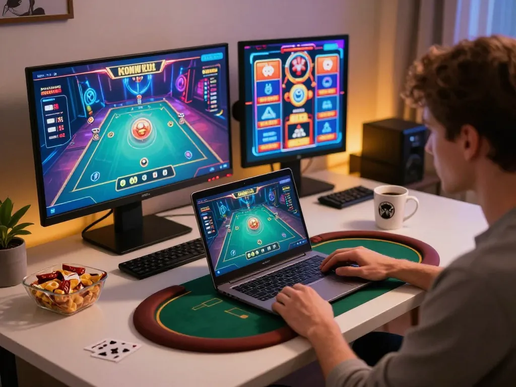 Join the excitement at LV88 as players strategize during an online poker game.