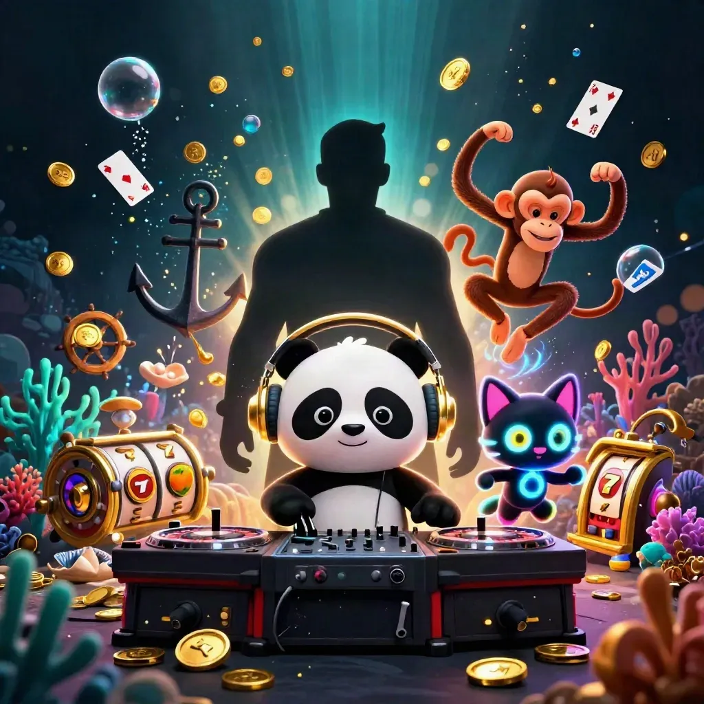 Panda DJ, monyet breakdance, dan kucing rave di cove harta laut neon.