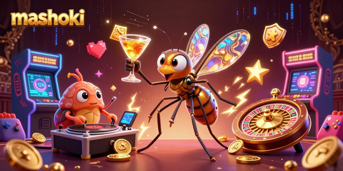 Experience mashoki thrills with this vibrant, dynamic casino illustration featuring unique characters and gaming elements.