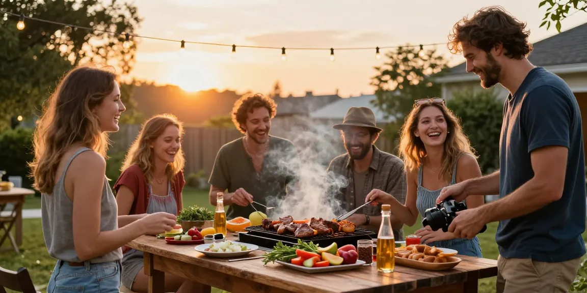 Suasana barbeque di halaman belakang, persahabatan dan kesenangan saat memasak di Situs BOS88.