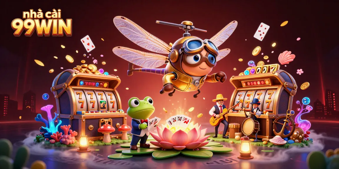Play exciting casino games at nhà cái 99WIN with vibrant visuals and fun characters in a thrilling scene.