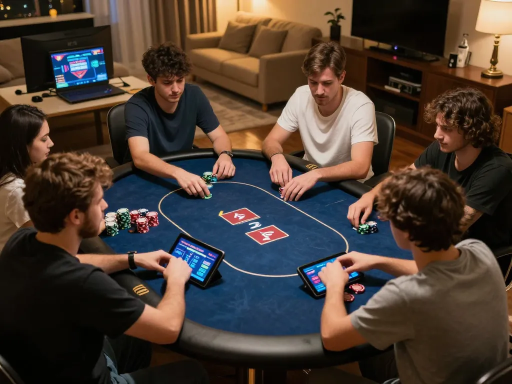 Engaging online poker gameplay on a PERI11 platform showcasing intense player strategies and vibrant interface
